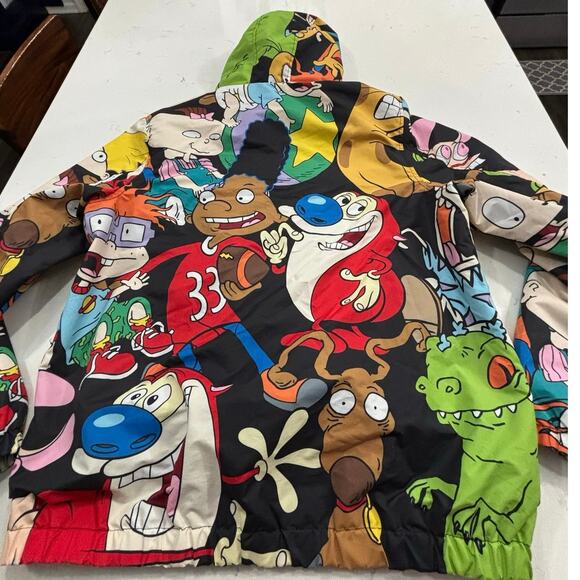 Nickelodeon Members Only cartoon print full zip  jacket hooded pockets sz L - Picture 11 of 11